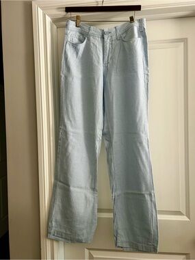 Women's Light Blue Wide-Leg linen pants